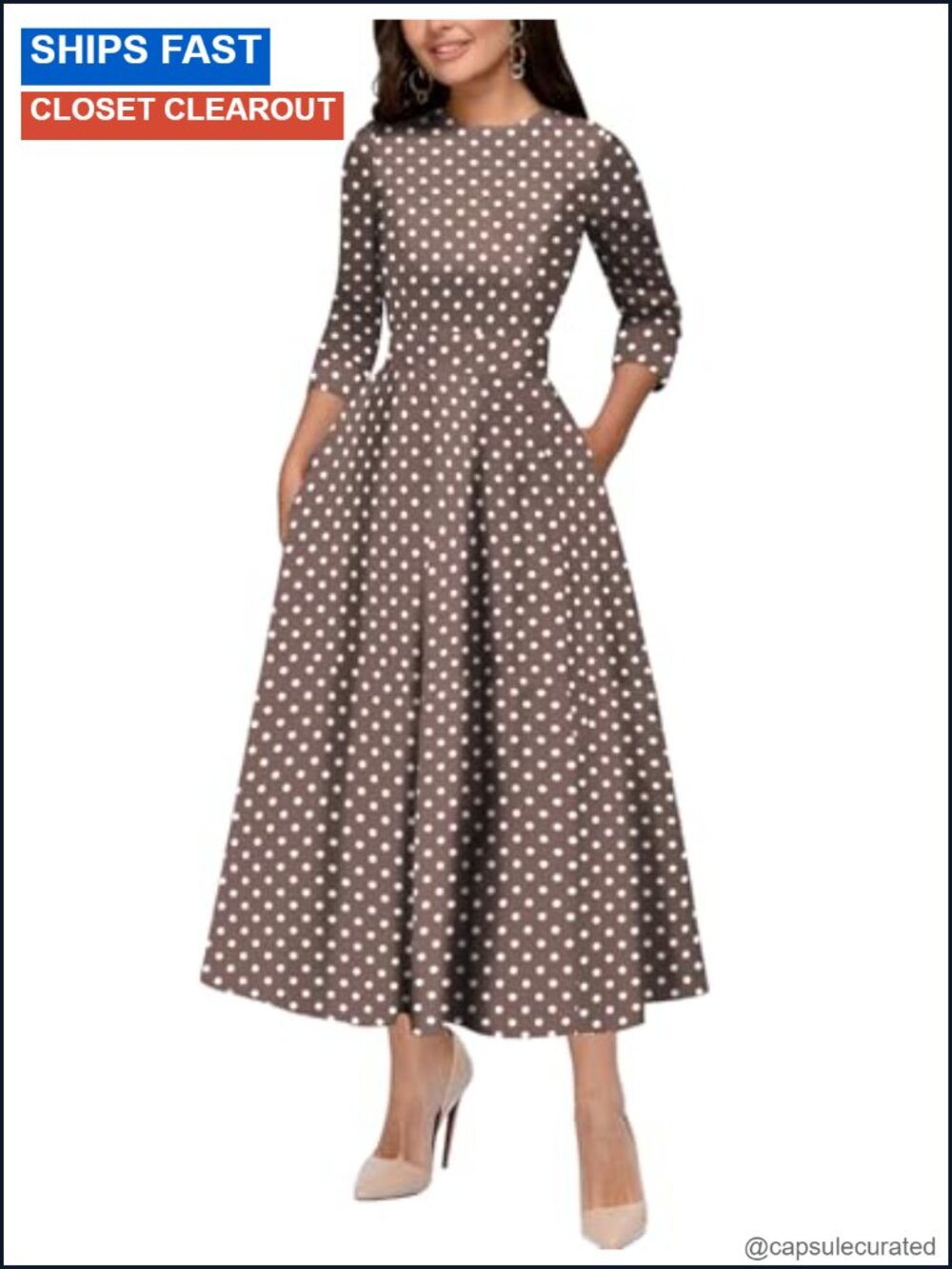 Women's Retro 1950s A-Line Midi Cocktail Dress Cotton Spandex